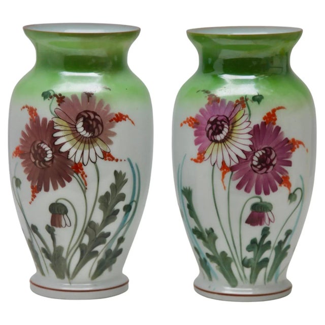 Art Nouveau French Handmade Opaline Vases, 1923, Set of 2 For Sale - Image 10 of 10