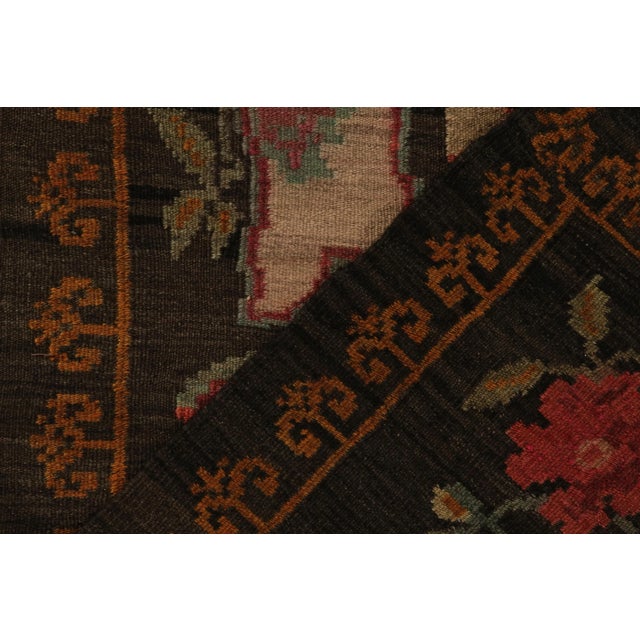 Textile Vintage Bessarabian Kilim Rug in Red, Brown, Green Floral Pattern For Sale - Image 7 of 7