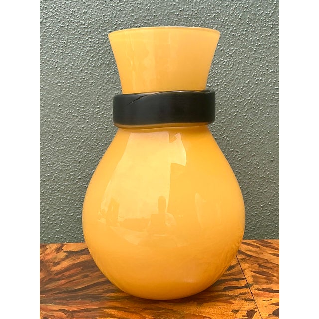 Glass Vintage Italian Simon Moore for Salviati “Fasciati” Vase For Sale - Image 7 of 12