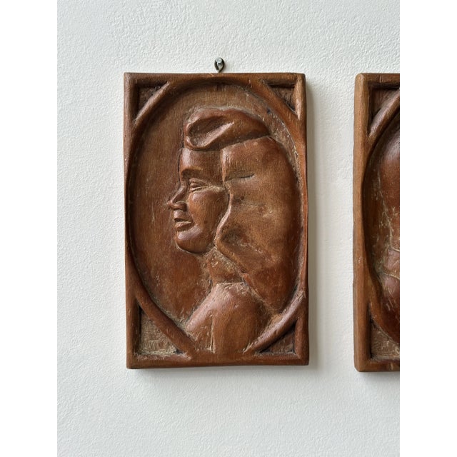Vintage Bas Relief Profile Portraits, a Pair, Circa 1930s-40s For Sale - Image 9 of 11
