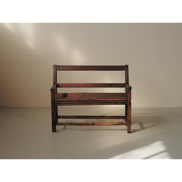 Antique Folk Art Fireplace Bench in Wood, 1800s For Sale - Image 16 of 16