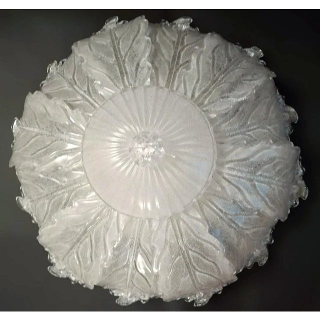 White 1960s Clear Graniglia Murano Flush Mount For Sale - Image 8 of 12
