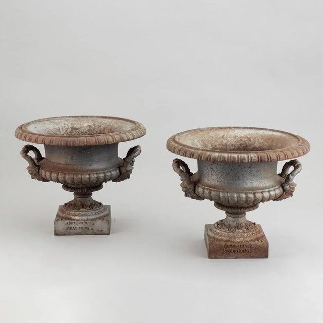 19th-Century Swedish Cast Iron Urns from J. & C.G. Bolinder Stockholm, Set of 2 For Sale - Image 11 of 13