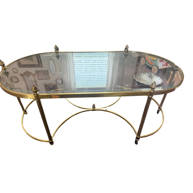 Neoclassical Mid 20th Century French Neoclassical Hollywood Regency Maison Jensen Style Oval Coffee Table For Sale - Image 3 of 3