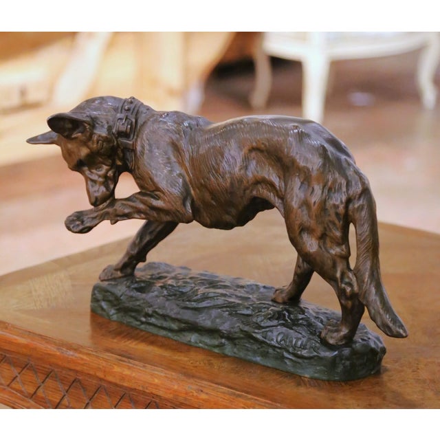 French Early 20th Century French Animalier Bronze Hunt Dog Sculpture Signed T. Cartier For Sale - Image 3 of 11