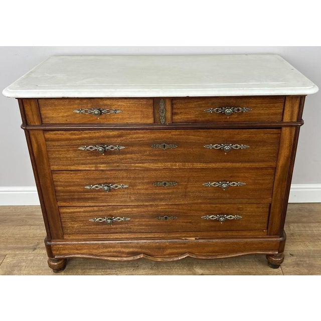 Chest of Drawers Antique French Walnut Marble Top Five Drawer Cabinet Lot 6451 For Sale - Image 17 of 17