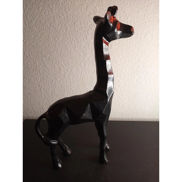 Metal Black Pot Metal Geometric Giraffe Figurine For Sale - Image 7 of 7