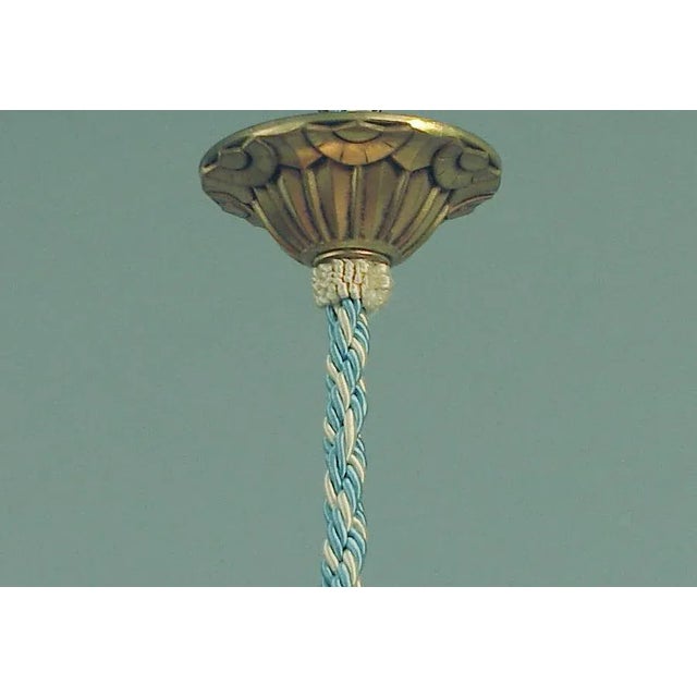 1940s Hanging Light Chandelier Pendant, French-American Art Deco Combo Eye Candy For Sale - Image 4 of 4