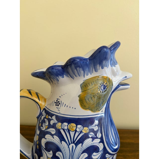 Late 20th Century Late 20th Century Cama Deruta Hand-Painted Italian Faience Chicken Pitcher For Sale - Image 5 of 11