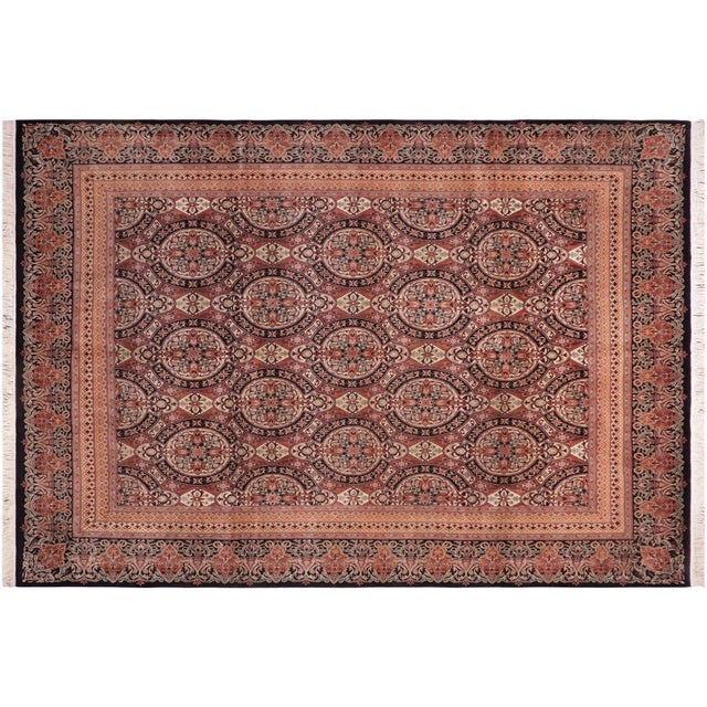 Copper Beautiful 1990's Pak-Persian Black/Gold Wool Rug - 8'0'' X 10'0'' For Sale - Image 8 of 9