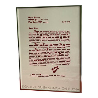 1980s “A Love Letter” Z Gallerie Santa Monica Pop Art Poster Signed Dahl, Framed For Sale