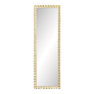 Ruffled Border Silvered Wood Full-Length Mirror For Sale