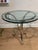 Mid-Century Modern Pair of Vintage French Glass, Steel and Brass Round Side Tables Attributed to Maison Jansen For Sale - Image 3 of 7