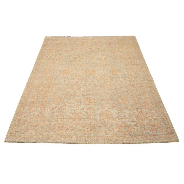 2010s 9x12 Soft Washed Oushak Rug | Afghan Hand-Knotted Floral Wool Rug For Sale - Image 5 of 10