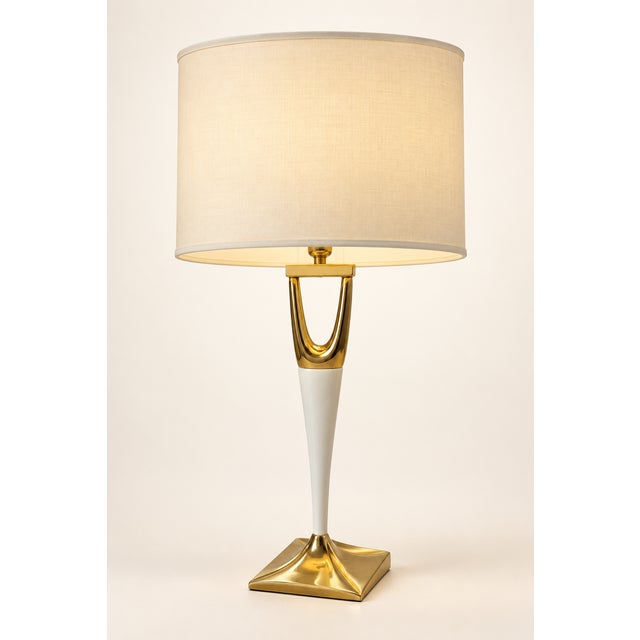 Cream Foy Table Lamps by Hickory Chair, Set of 2, in Exhibition Piece conditions. Designed from 2000 European Plug (up to...