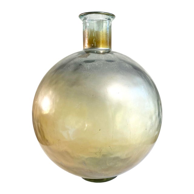 Mid 20th Century Large Vintage Glass Globe Vase With Metallic Patina For Sale - Image 5 of 6