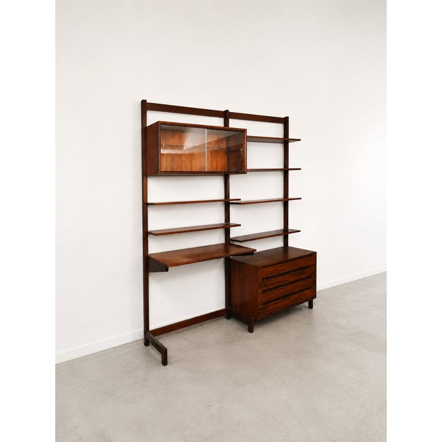 Mid-Century Modern 1950s Danish Modern Rosewood Modular Wall Unit / Desk / Display Cabinet For Sale - Image 3 of 13