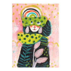 June in the Meadows - Colorful Whimsical Figurative Feminine Art on Paper Original Artwork by Silvia Pavarini