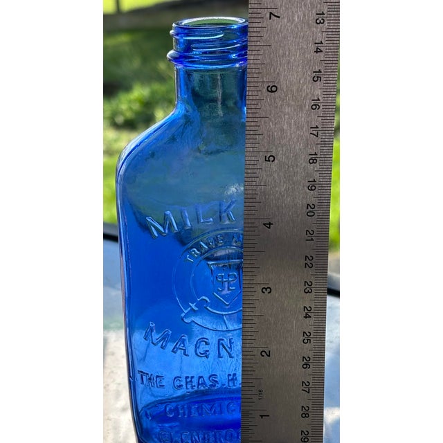Industrial Vintage Cobalt Blue Phillips Milk of Magnesia Bottle For Sale - Image 3 of 3