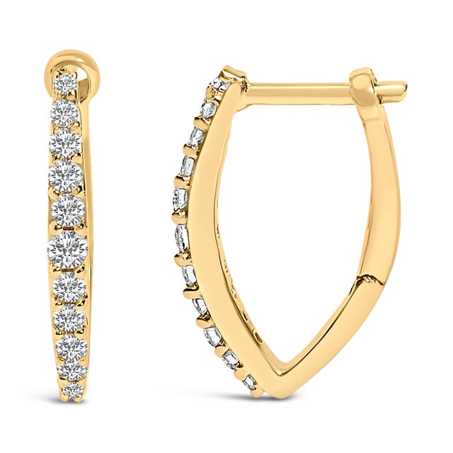 Contemporary 10K Yellow Gold 1/4 Cttw Lab Grown Diamond Heart Shaped Huggy Hoop Earrings For Sale - Image 3 of 5