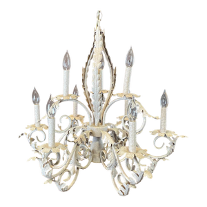 Vintage Country French Style Eight-Armed Chandelier With Acanthus Leaf Motif