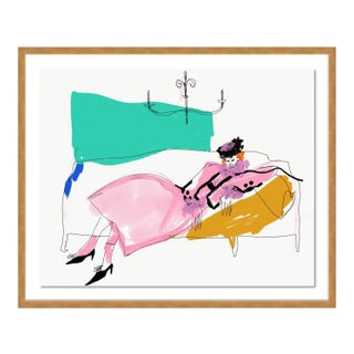 Laying in Marc Jacobs by Annie Naranian in Gold Frame, Small Art Print For Sale