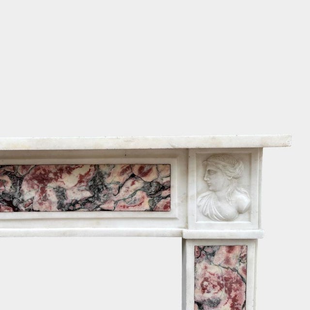 Antique Louis XVI White and Breccia Marble Fireplace Mantel, 1790 For Sale - Image 9 of 12