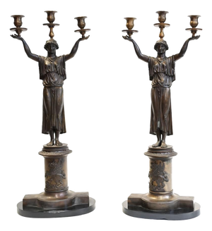 Empire Bronze Candleholders, Set of 2