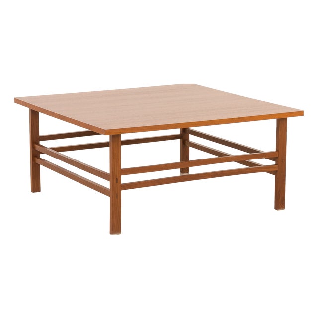 Mid-Century Modern Scandinavian Square Teak Coffee Table, Denmark, 1970s For Sale