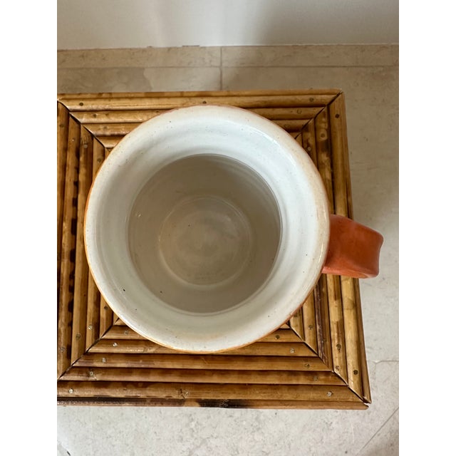 Burnt Orange Vintage Signed Equestrian Handmade Ceramic Vase With Handle For Sale - Image 8 of 15