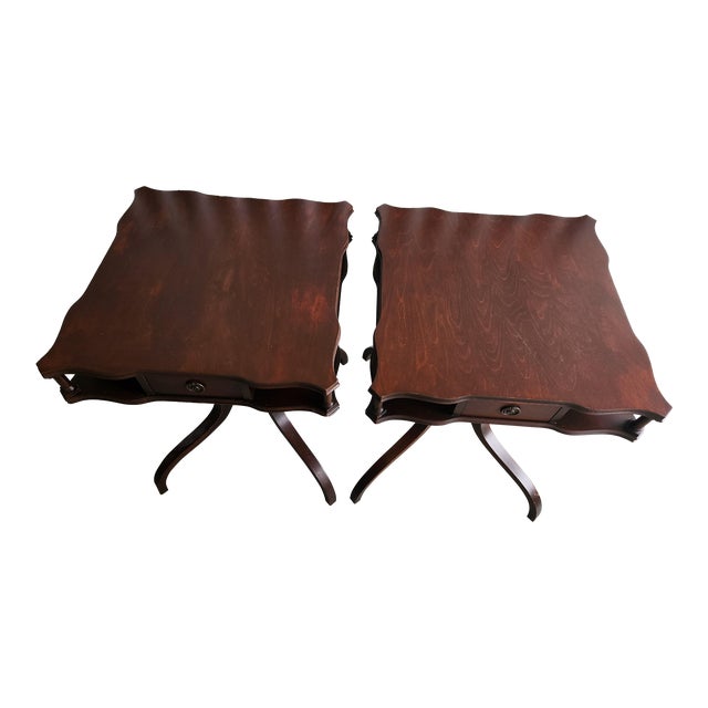 A Pair Wood of Side Tables For Sale