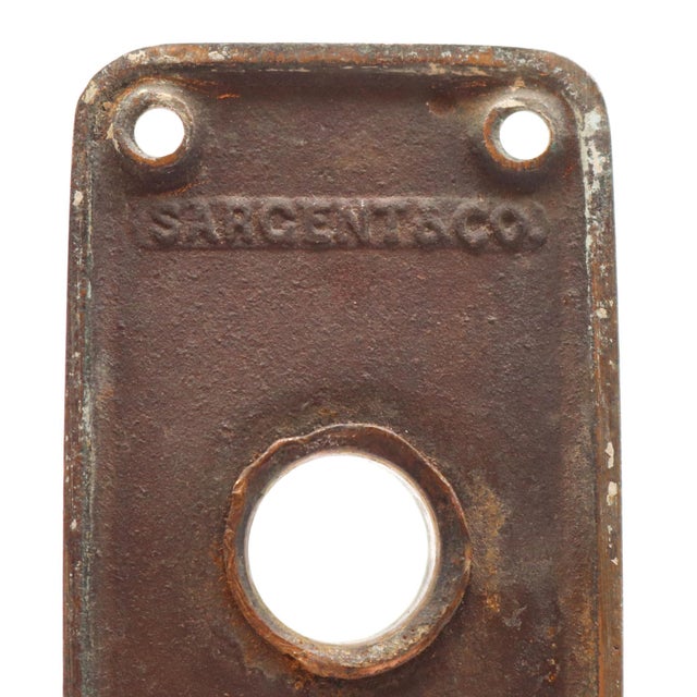 Traditional Pair of Vintage 6.5 In. Sargent Brass Door Back Plates For Sale - Image 3 of 3