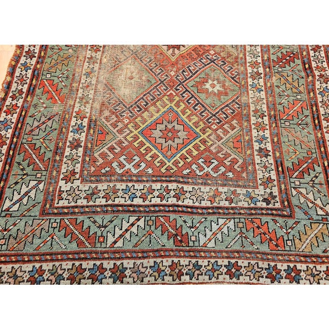 Antique Caucasian Kazak Area Rug, Handwoven Allover Design, Red & Green, 5' x 8' For Sale - Image 14 of 18