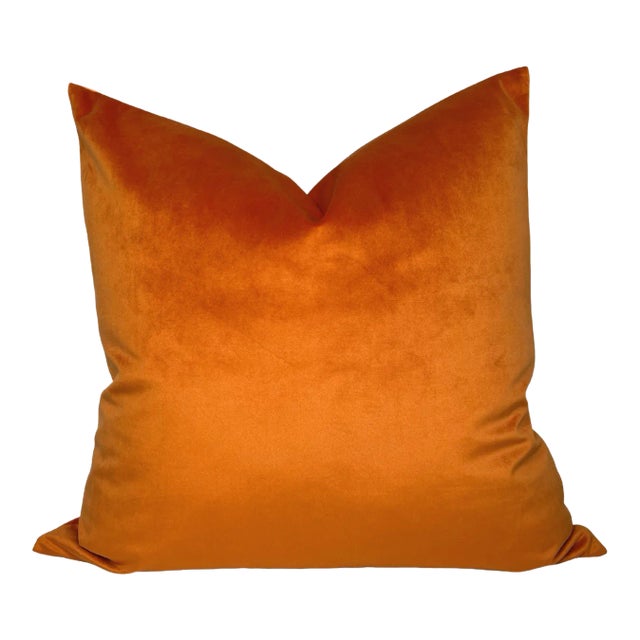 Velvet Pillow Cover in Burnt Orange, 20x20 For Sale