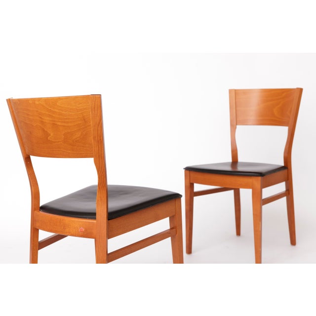 Wood Italian Elm and Black Faux Leather Chairs from Dal1923, 1980s, Set of 4 For Sale - Image 7 of 11