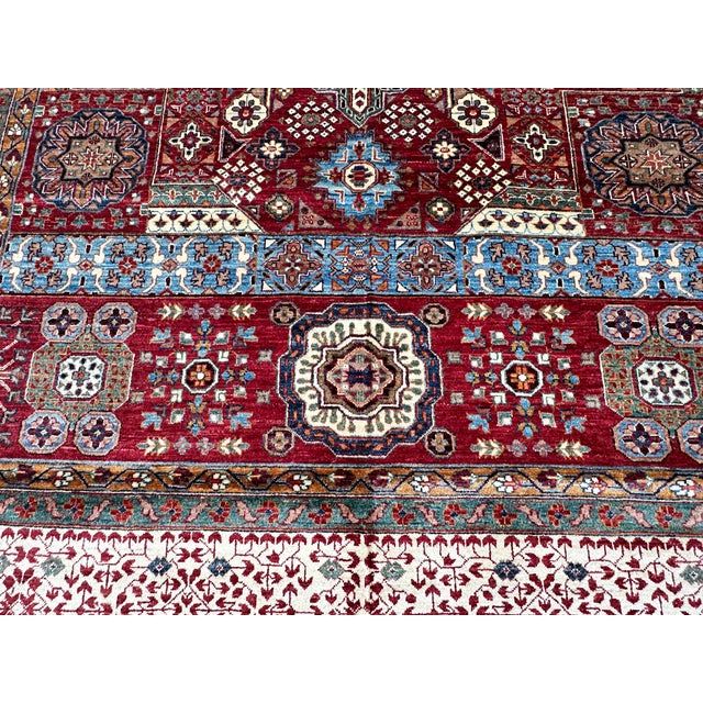 Ruby Red Hand-Knotted Afghan Meshhed Style Wool Area Rug - 9'0" X 12'2" For Sale - Image 8 of 14