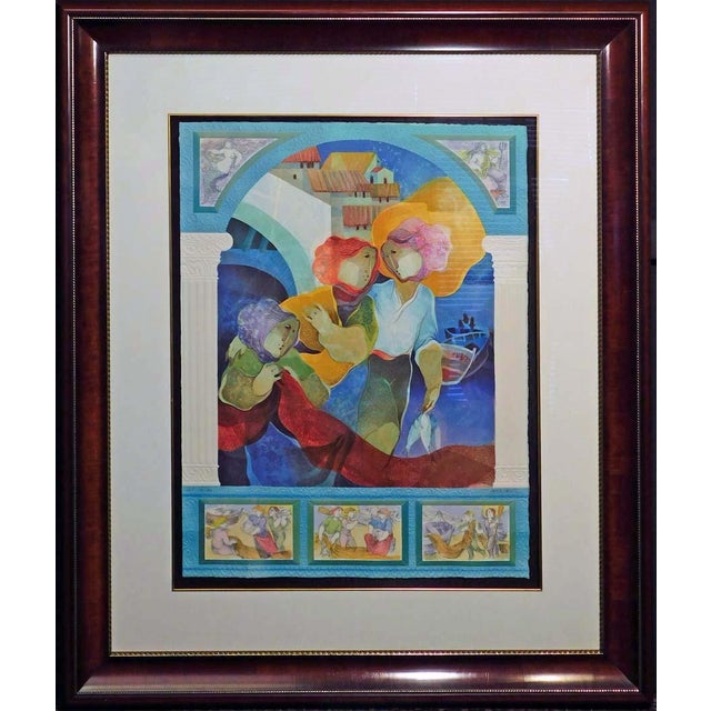 "La Mediterranee" by Alvar " La Terre" & "La Mer" Original Limited Edition Lithograph with Embossing & Original Watercolor...