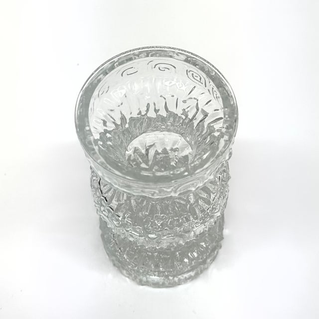 Transparent Mid Century Textured Glass Staggered Height Vases by Oberglass Austria - Set of 3 For Sale - Image 8 of 10