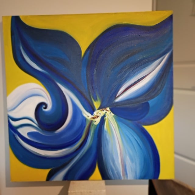 Large Michael Scott Original Abstract Floral Acrylic Painting – 36" X 36" For Sale In Tampa - Image 6 of 6
