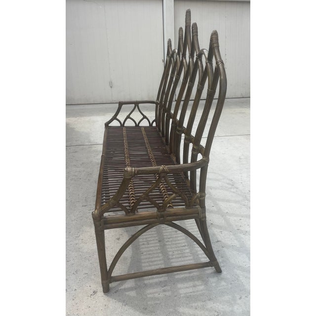 Late 20th Century Authentic McGuire Vintage Rattan Bench, Cathedral Gothic Style For Sale - Image 5 of 9