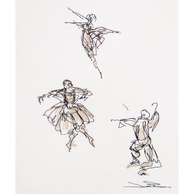 Late 20th Century Judith Brown Dancer Sketches Ink and Wash, 2 For Sale - Image 5 of 7