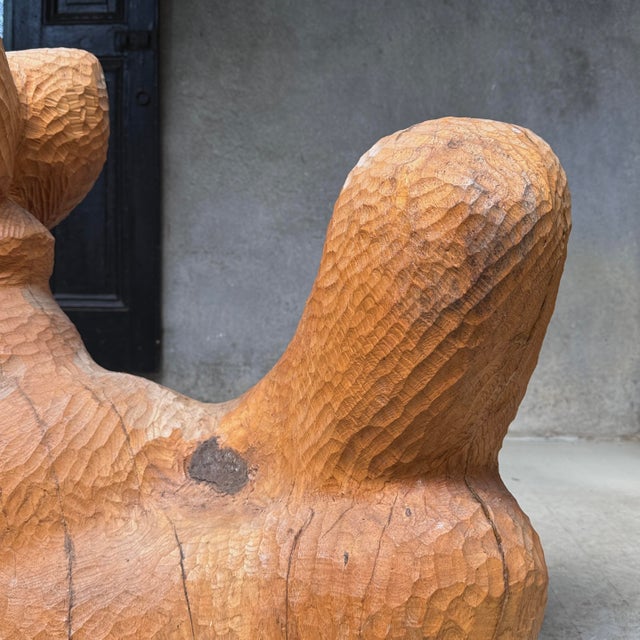 Brown Vintage Monumental Hand Carved Folk Art Figurative Reclining Woman Sculpture For Sale - Image 8 of 12