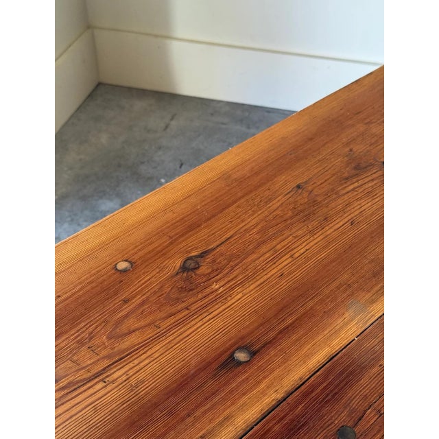 Wood 1960s Spanish Pine Wedge Joint Dining Set Table and Bench For Sale - Image 7 of 7
