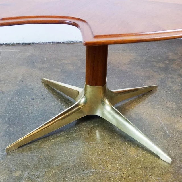Mid-Century Austrian Walnut and Brass Coffee Table by Oswald Haerdtl For Sale - Image 9 of 14