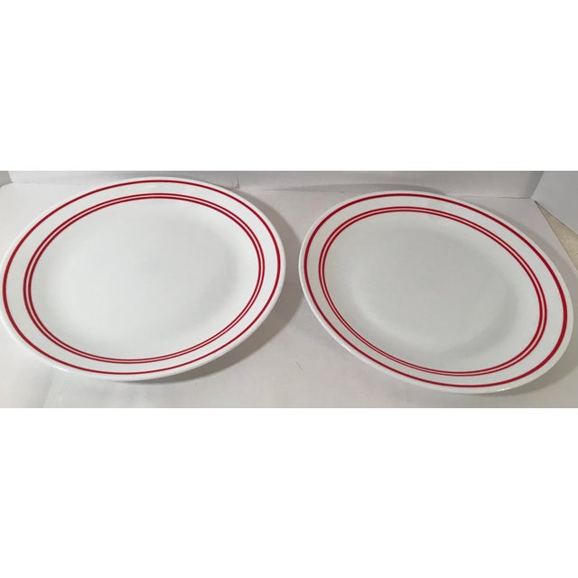 Vintage Red Stripe & White Corelle Dinnerware Set of 14 Chairish