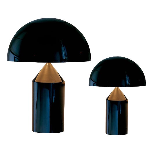 Black Atollo Medium and Small Table Lamp by Vico Magistretti for Oluce, Set of 2 For Sale