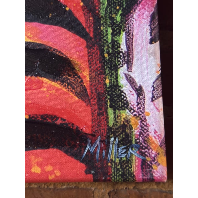 Vintage Vibrant Safari Elephant and Giraffe on Glossy Canvas Set by Sought After Tracy Miller - Set of 2 For Sale In Washington DC - Image 6 of 13