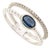 14k Gold Modern Blue Sapphire & Diamond Beaded Double Band Ring Size 4 For Sale