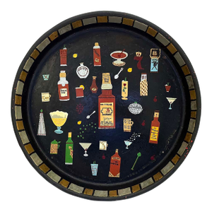 Vintage Hand-Painted Bar Tray