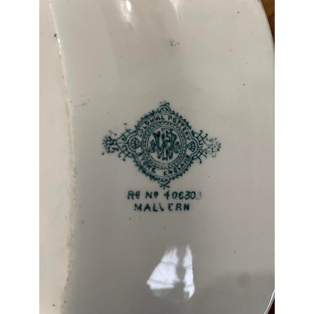 Antique White Early 20th Century F. Winkle & Co. Colonial Pottery Transferware “Malvern” Platter in Green For Sale - Image 8 of 9